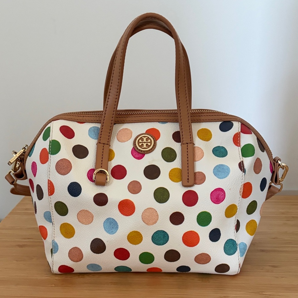 Tory Burch polka dot satchel with removable shoulder strap